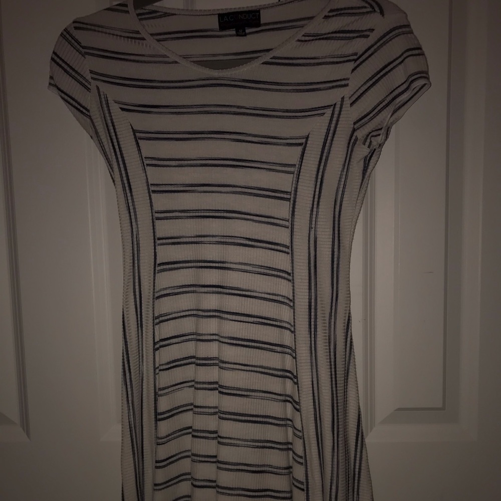 Striped white and navy dress